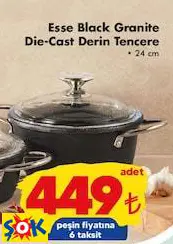 ESSE BLACK GRANİTE DİE-CAST DERİN TENCERE 24 CM